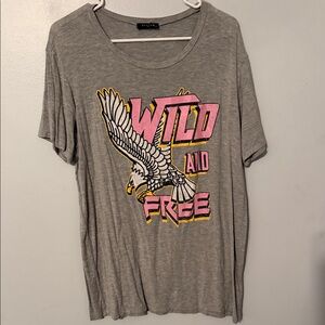 Zutter Gray Tee with Wild and Free Eagle Graphic